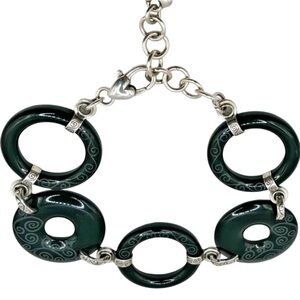 Brighton Lava Lounge Black Scroll Silver Retired Bracelet